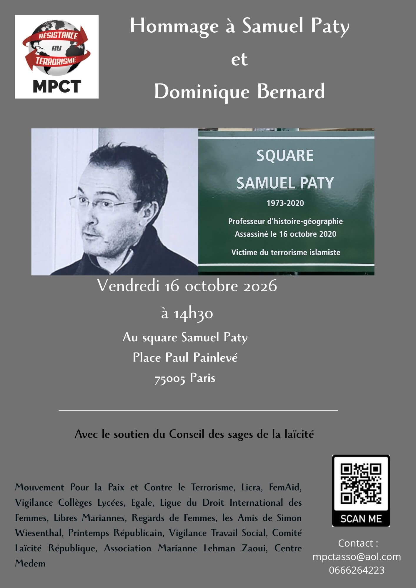 Hommage à Dominique Bernard et Samuel Paty : notre rendez-vous du 16 octobre